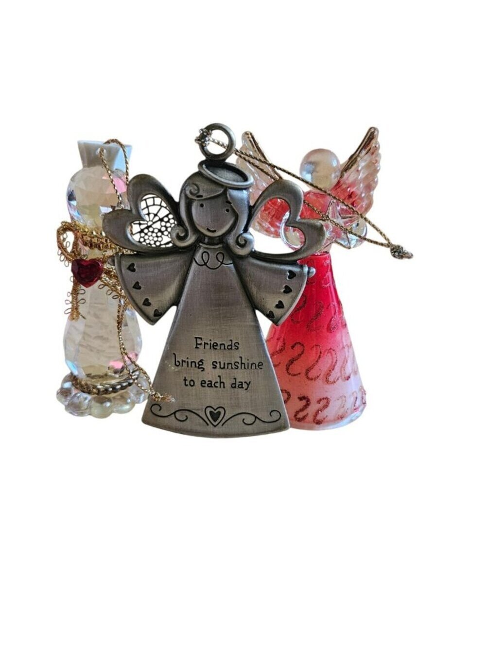 Vintage Angel Ornament Lot Roman Inc 1995 Glass Acrylic Pewter Friendship Angels